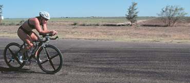 Victoria Piper finishes her deceivingly hilly bike.