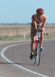 Troy Jacobson on the final bike leg.